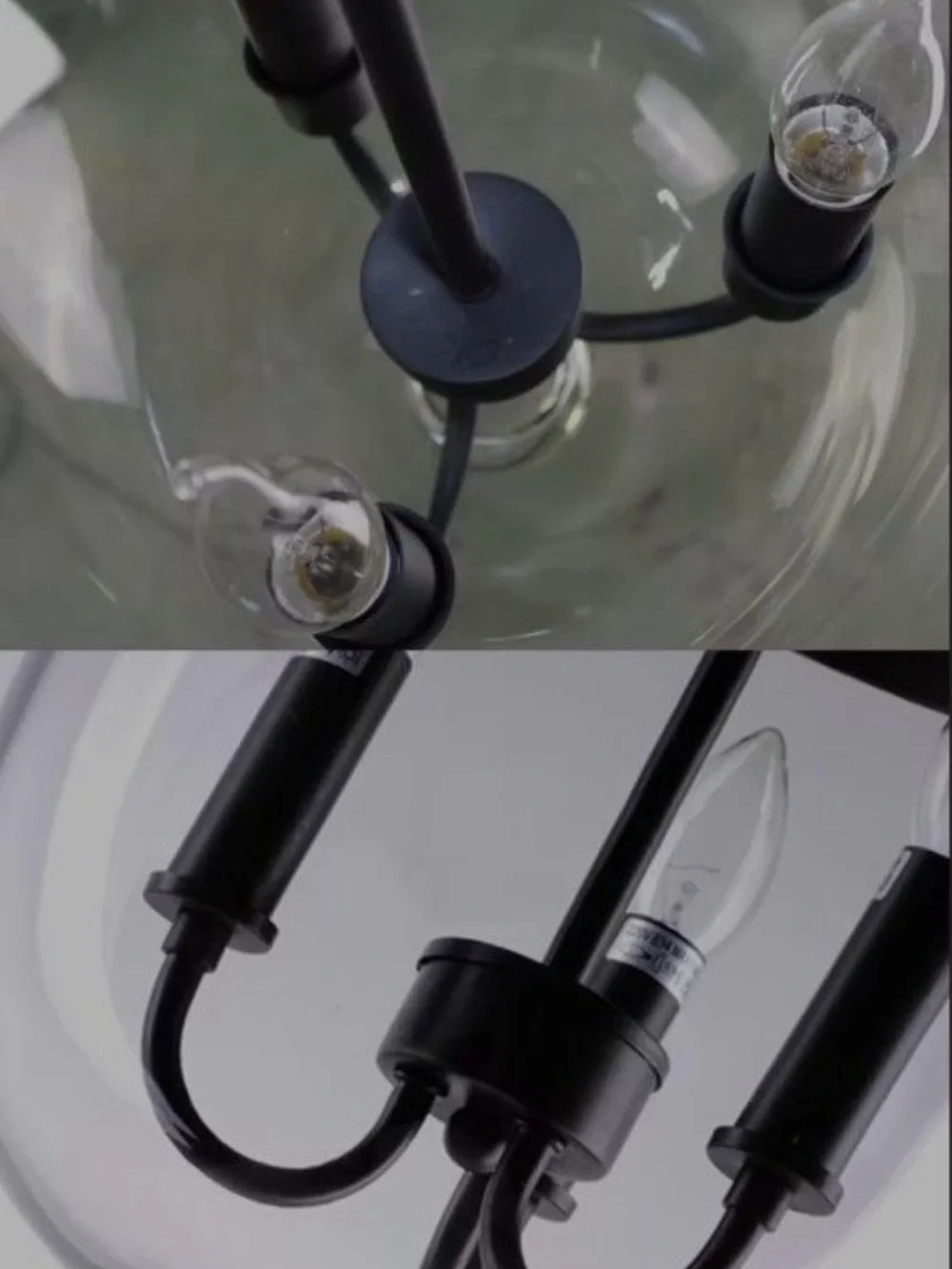 Black Glass Hanging Lantern Chandelier - Classic Three-Light